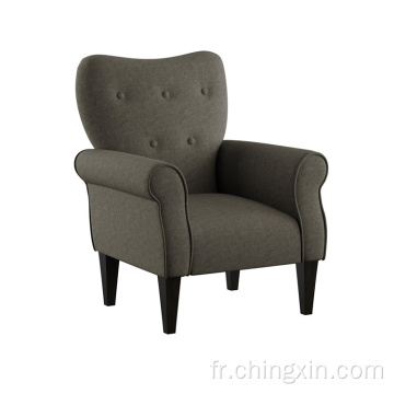 Chaise d&#39;accent armé en tissu brun boutonné de haute qualité
